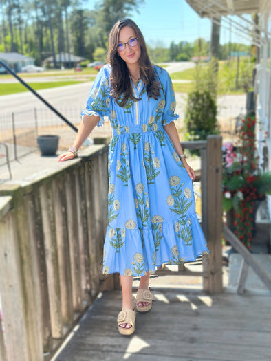 Periwinkle Floral Smocked Waist Midi Dress 2 – Grace At Home Treasures Periwinkle Floral Smocked Waist Midi Dress 2 – Grace At Home Treasures