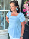 Baby Blue Bubble Sleeve Top