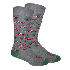 Grey Heather Jingle All The Way Socks (Brown Dog)