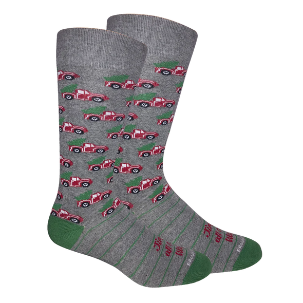 Grey Heather Jingle All The Way Socks (Brown Dog)
