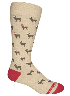 Khaki Heather Howlidays Socks (Brown Dog)