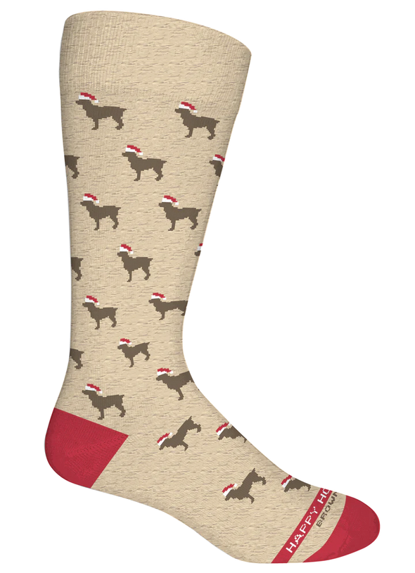 Khaki Heather Howlidays Socks (Brown Dog)