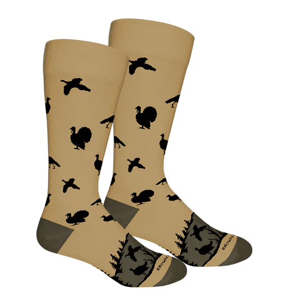 Khaki Wild Turkey Socks (Brown Dog)
