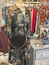 Teal Boho Paisley Tiered Midi Dress