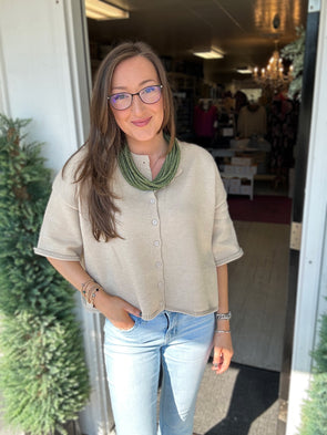 Ecru Short Sleeve Cardigan