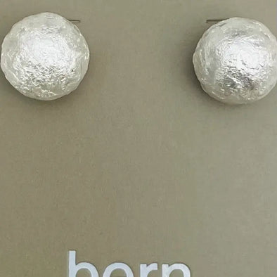 White Mache' Pearl Earrings