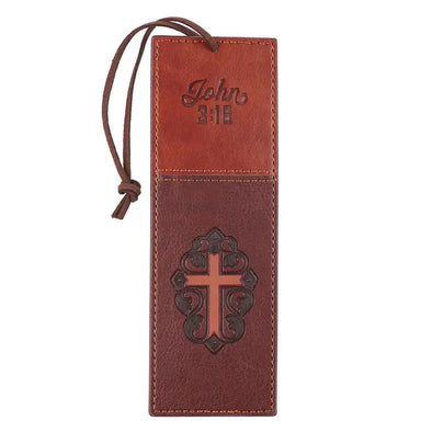 John 3:16 Collection Two-Tone Brown Faux Leather Bookmark