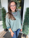 Ash Jade Washed 3/4 Sleeve Boxy Sweater