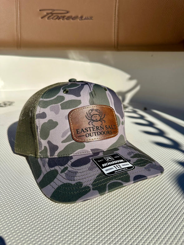 Crab Green Duck Camo Leather Patch Hat