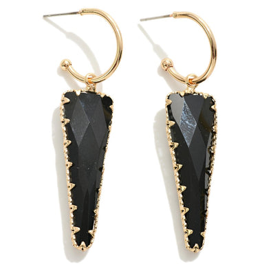 Black Triangle Drop Hoop Earrings