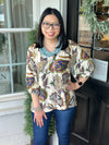 Cream Boho Paisley Puff Sleeve Blouse