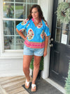 Ocean Blue Floral Top