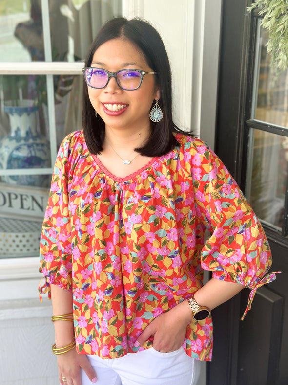 Cotton Pink Floral Top