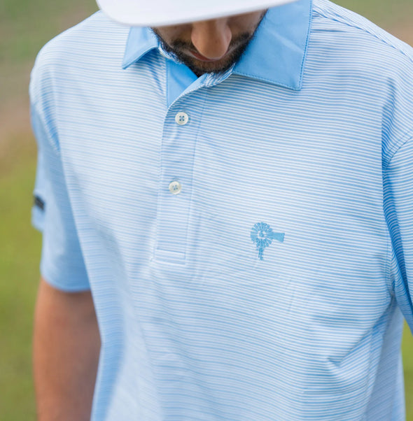 Old South Blue Sky Stripe Performance Polo