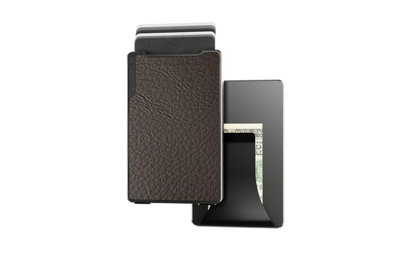 Groove Wallet Gun Metal/ Brown Leather