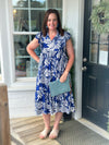 Blue Tropical Ruffle Maxi Dress (XS-L)