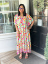 Pink Boho Swirl Midi Dress