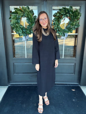 Black Mock Neck Sweater Dress