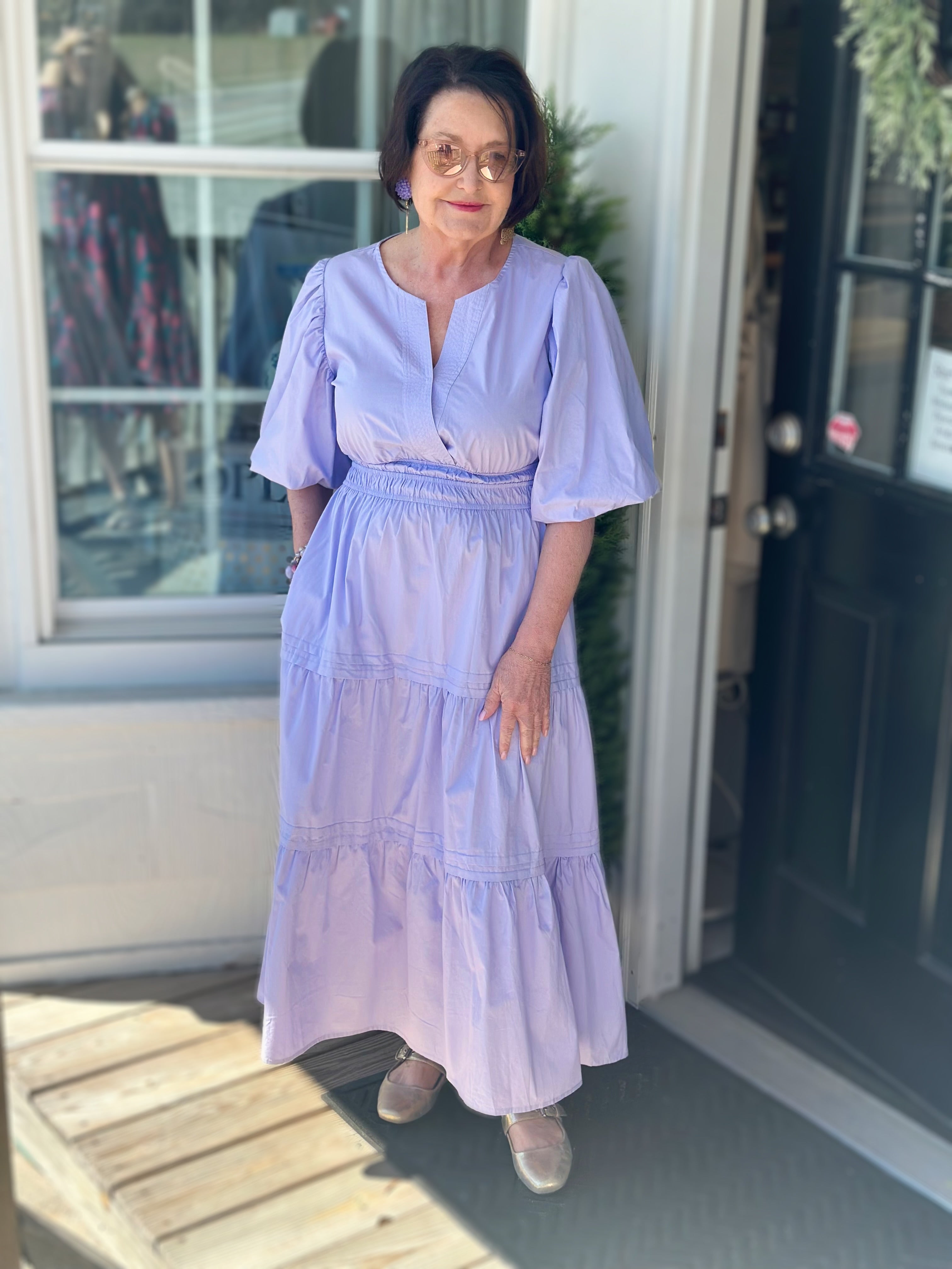 Lilac Poplin Balloon Sleeve Midi Dress – Grace At Home Treasures