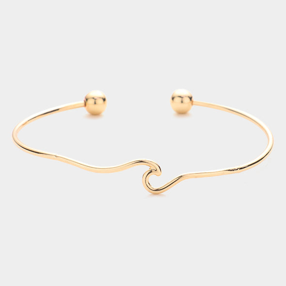 Gold Crashing Wave Cuff Bracelet