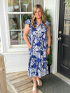 Blue Tropical Ruffle Maxi Dress (XS-L)