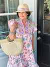 Pink Patchwork Garden Midi Dress