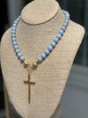 The Nellie Cross Necklace (Blue Jasper)