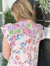 Pink Patchwork Garden Midi Dress
