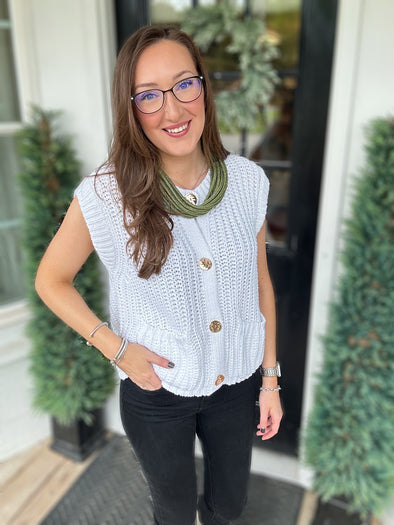 Sage Green Ava Slub Necklace (8 Strand)