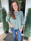 Ash Jade Washed 3/4 Sleeve Boxy Sweater