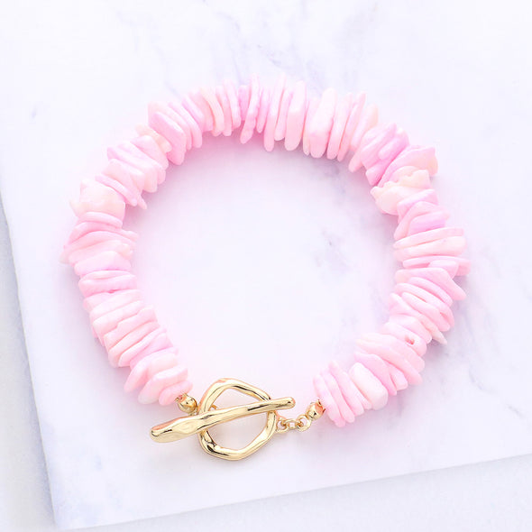 Shell Cluster Toggle Bracelet (Pink or White)