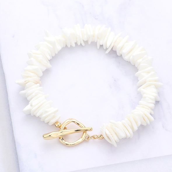 Shell Cluster Toggle Bracelet (Pink or White)