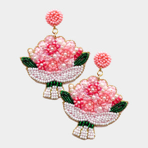 Pink Bouquet Seed Bead Earrings