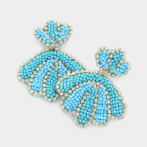 Turquoise Shell Seed Bead Earrings