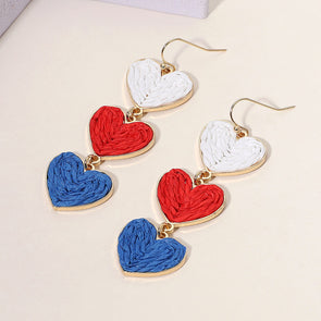 USA Raffia Heart Drop Earrings