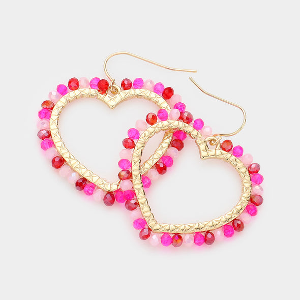 Valentines Faceted Bead Heart Earrings