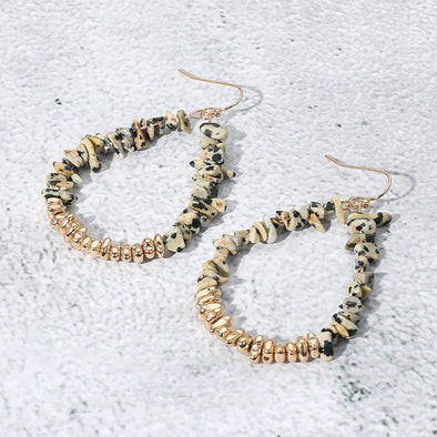 Dalmatian Jasper Teardrop Dangle Earrings