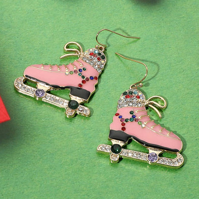 Ice Skate Winter Dangle Earrings