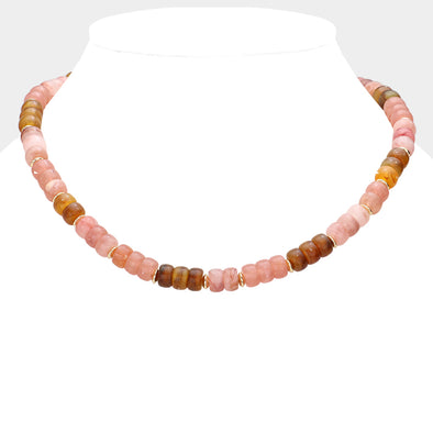 Pink and Brown Chunky Beaded Necklace