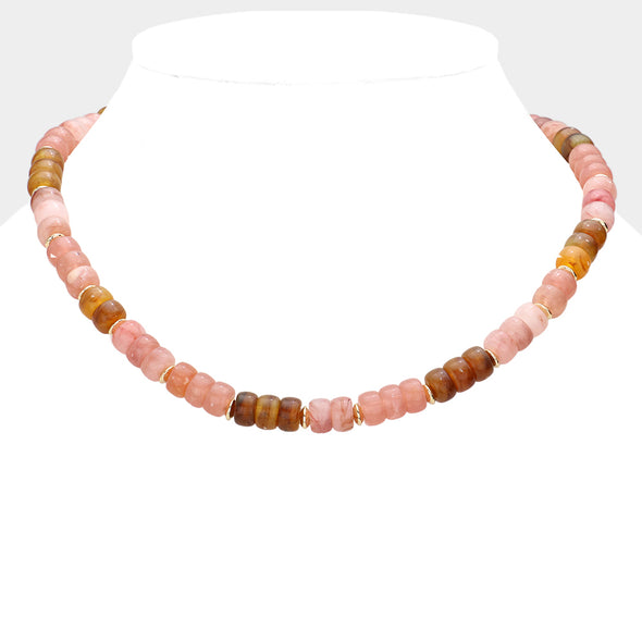 Pink and Brown Chunky Beaded Necklace