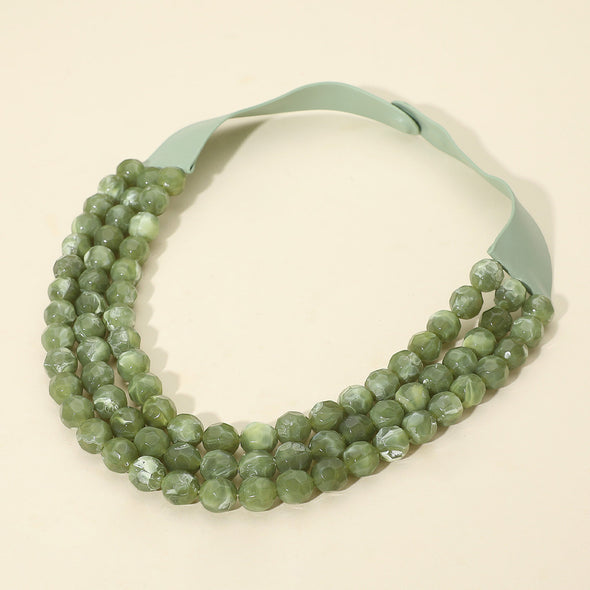 The Mini Sophie Necklace in Olive Green