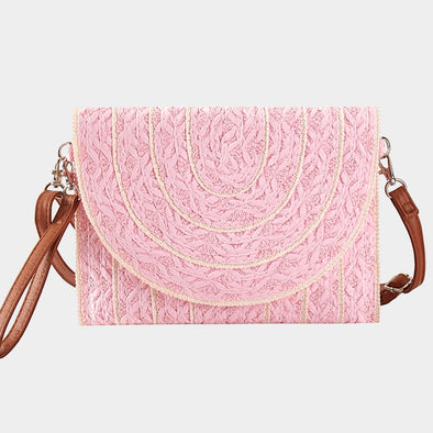 Light Pink Straw Crossbody Bag
