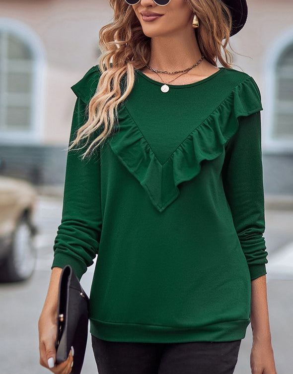 Green Ruffle Solid Top