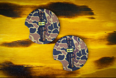 Duck call car coasters old school camo