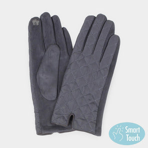 Grey Quilted Touch Smart Gloves