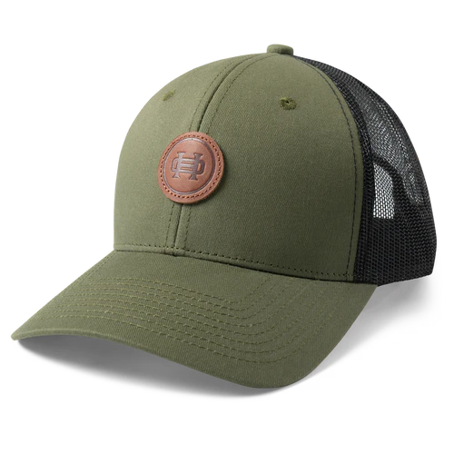 Olive Icon Leather Patch Trucker Hat (Heybo)