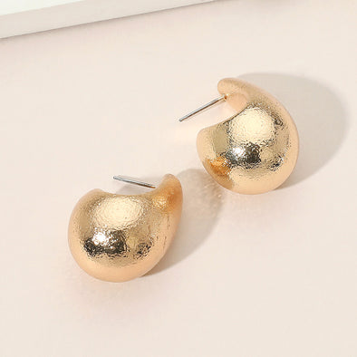 Gold Textured Metal Teardrop Earrings