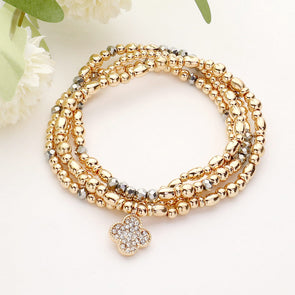 4 Pcs Gold Quatrefoil Charm Bracelet