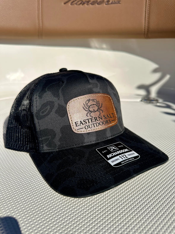 Crab Black Duck Camo Leather Patch Hat