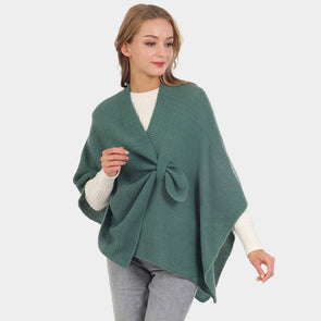 Jade Solid Knit Pull Through Cape Poncho
